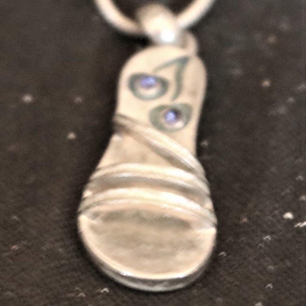 Women's or Girl's Silver Tone Sandal Pendant Necklace 9 inches